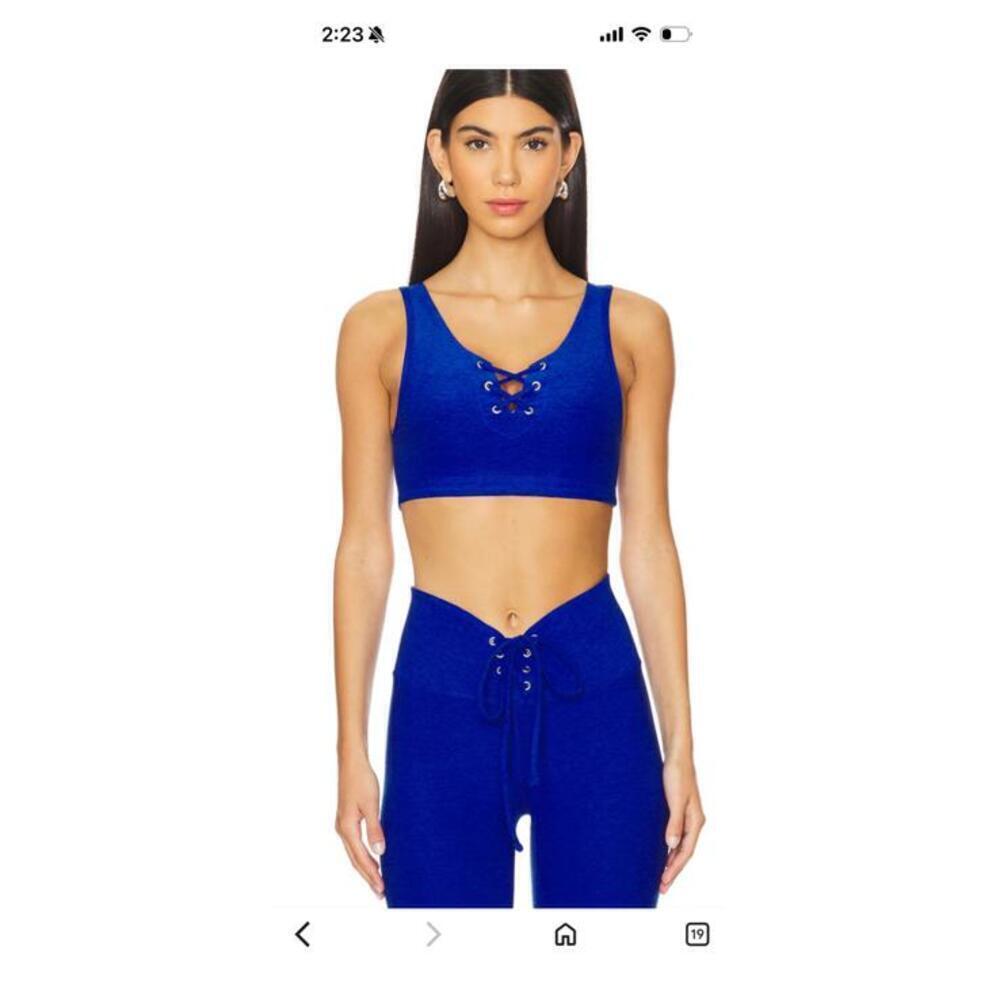 NWOT AYear of Ours Cobalt Blue Lace-Up Football Sports Bra sz L